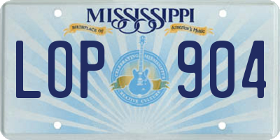 MS license plate LOP904
