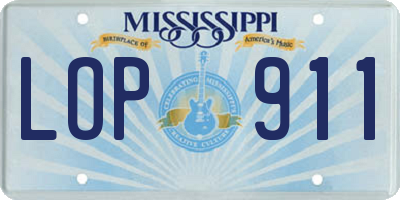 MS license plate LOP911