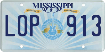 MS license plate LOP913