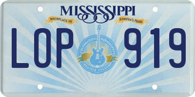 MS license plate LOP919