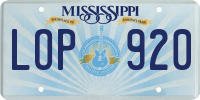 MS license plate LOP920