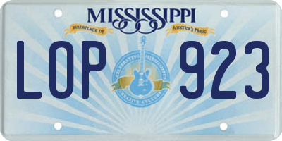 MS license plate LOP923