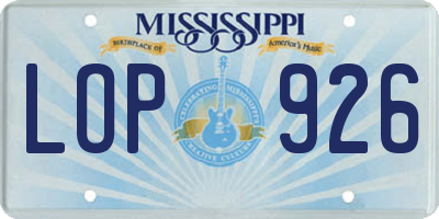 MS license plate LOP926