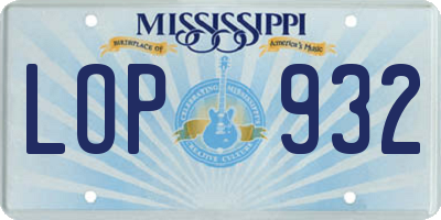 MS license plate LOP932