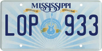 MS license plate LOP933