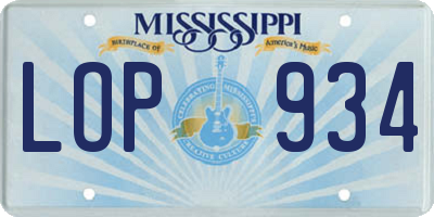 MS license plate LOP934