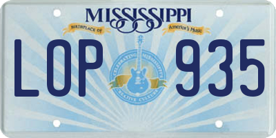 MS license plate LOP935