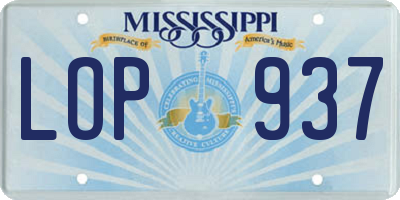 MS license plate LOP937