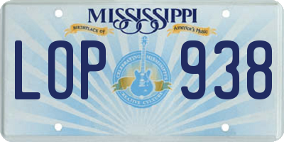 MS license plate LOP938
