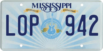MS license plate LOP942