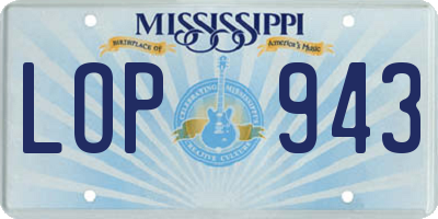 MS license plate LOP943