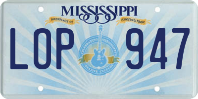 MS license plate LOP947