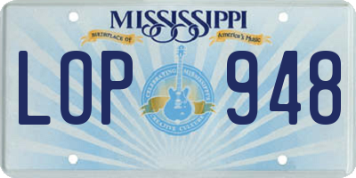 MS license plate LOP948