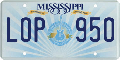 MS license plate LOP950