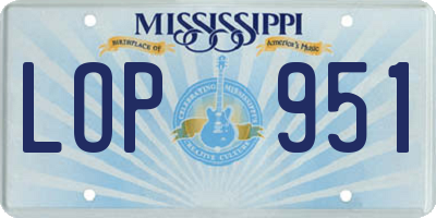 MS license plate LOP951