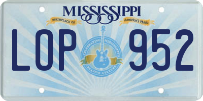 MS license plate LOP952