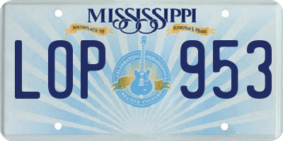MS license plate LOP953