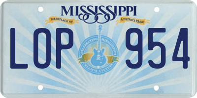 MS license plate LOP954