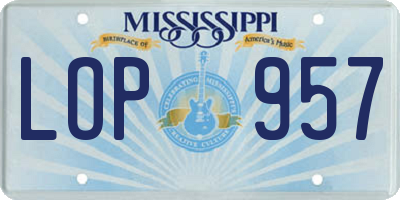 MS license plate LOP957