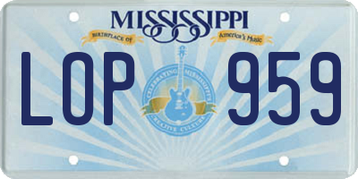 MS license plate LOP959