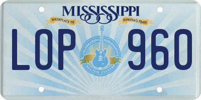 MS license plate LOP960