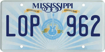 MS license plate LOP962