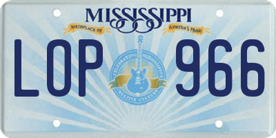 MS license plate LOP966