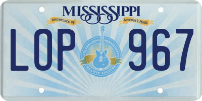 MS license plate LOP967