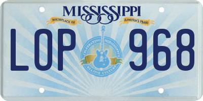 MS license plate LOP968