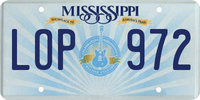 MS license plate LOP972