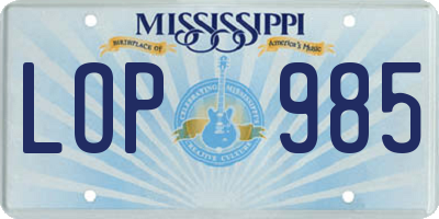 MS license plate LOP985