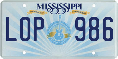 MS license plate LOP986