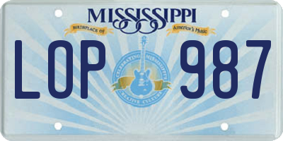 MS license plate LOP987