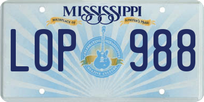 MS license plate LOP988