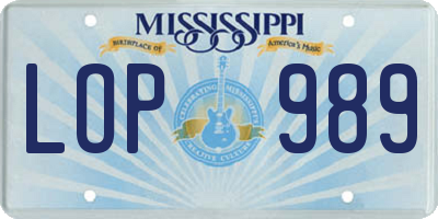 MS license plate LOP989