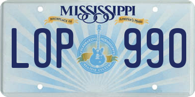 MS license plate LOP990