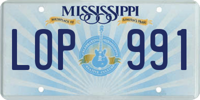 MS license plate LOP991