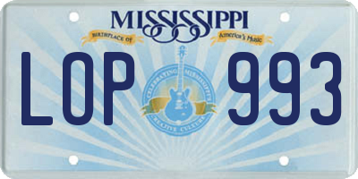 MS license plate LOP993