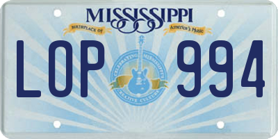 MS license plate LOP994