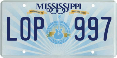 MS license plate LOP997