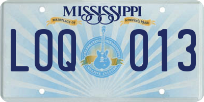 MS license plate LOQ013