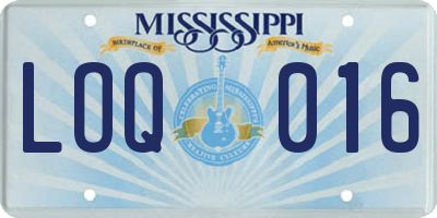 MS license plate LOQ016