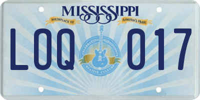 MS license plate LOQ017