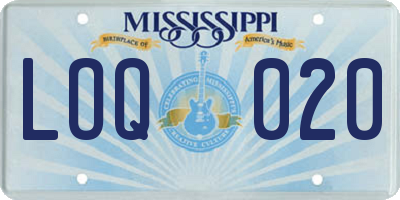 MS license plate LOQ020