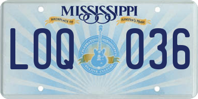 MS license plate LOQ036
