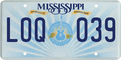 MS license plate LOQ039