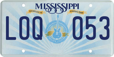 MS license plate LOQ053