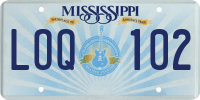 MS license plate LOQ102