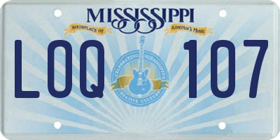 MS license plate LOQ107