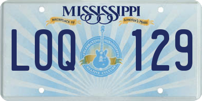 MS license plate LOQ129